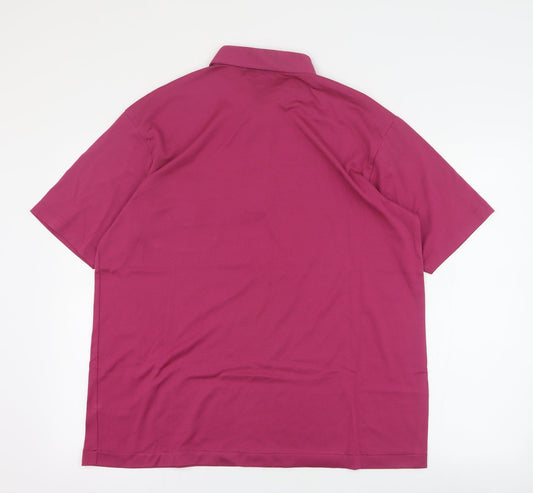 St Bernard Mens Pink Cotton Polo Size L Collared Button