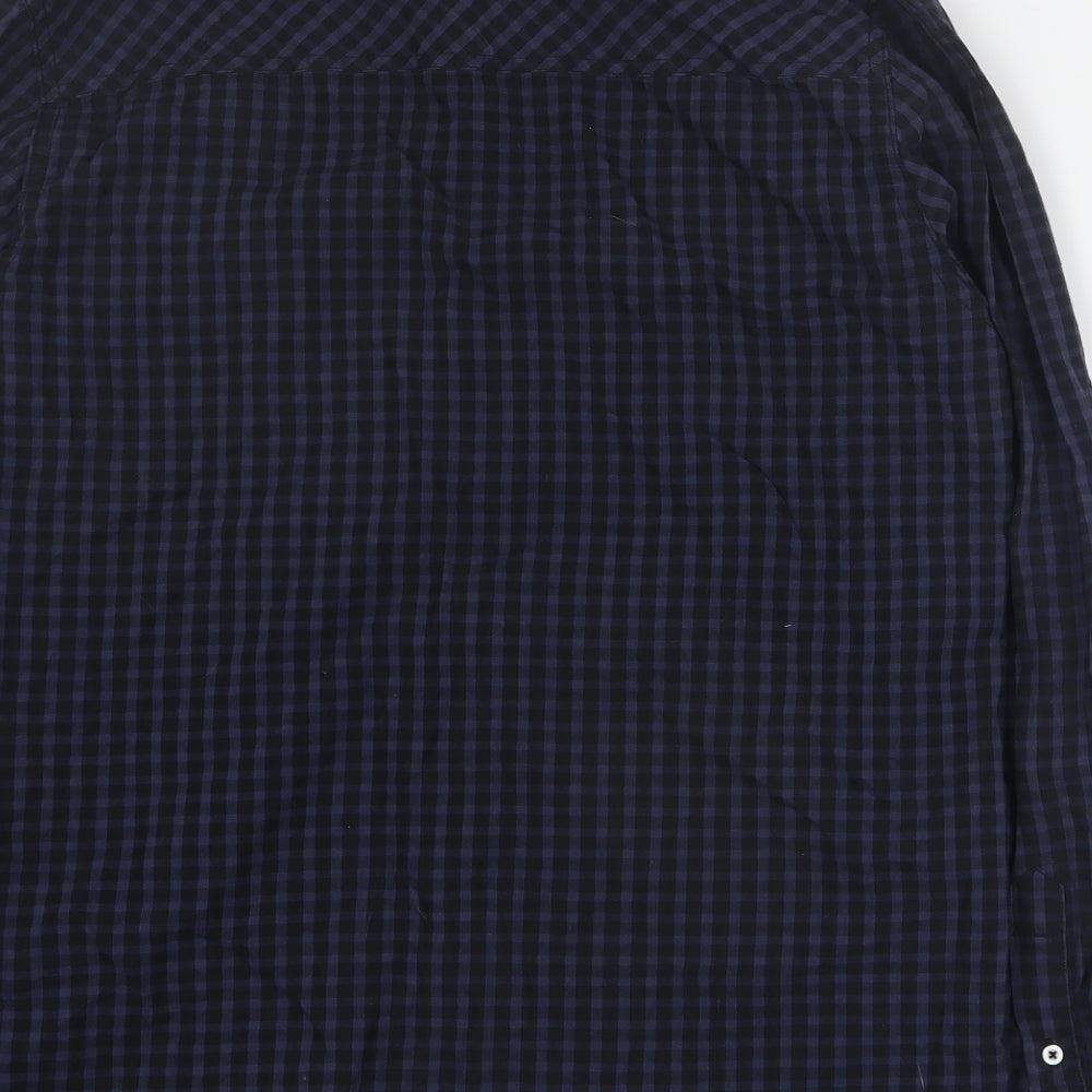 Lee Cooper Mens Blue Plaid Cotton Button-Up Size S Collared Button
