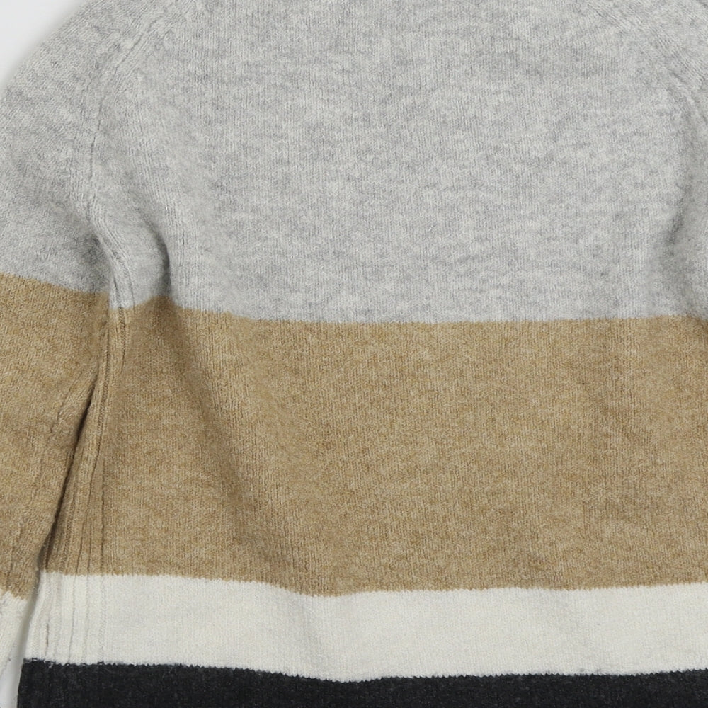 Marks and Spencer Womens Grey Crew Neck Acrylic Pullover Jumper Size S - Colourblock
