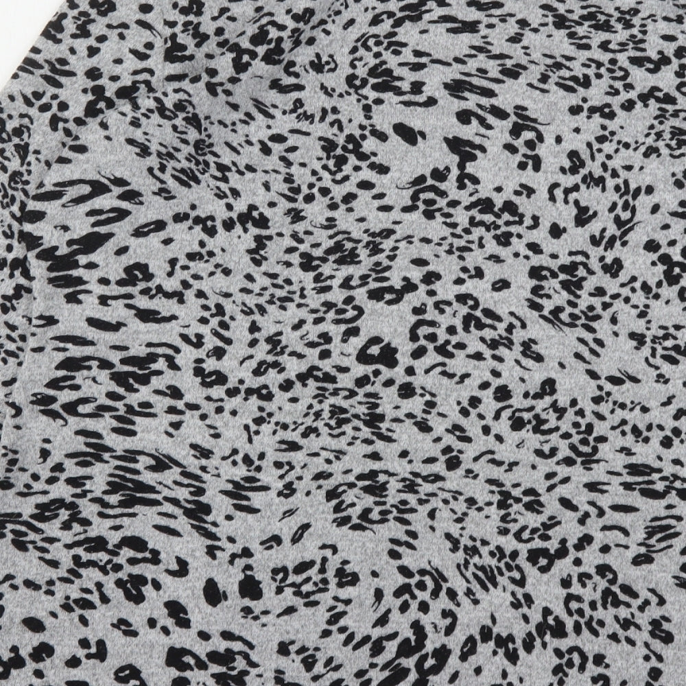 Mr Max Womens Grey Round Neck Animal Print Polyester Pullover Jumper Size S