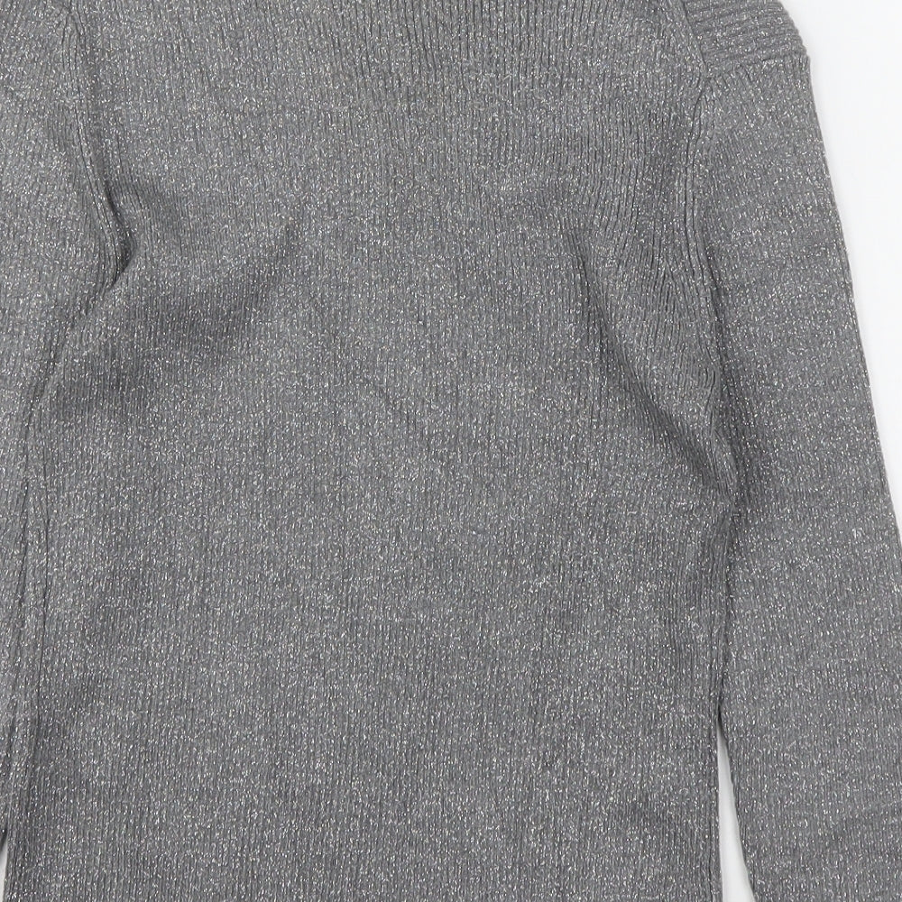 Precis Womens Silver V-Neck Viscose Pullover Jumper Size S