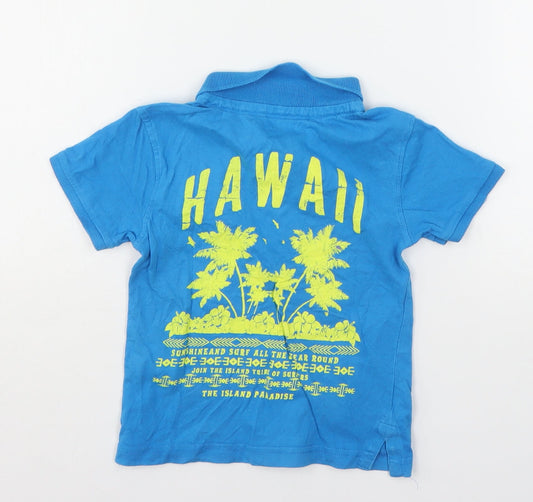 Rebel Boys Blue Cotton Basic Polo Size 2-3 Years Collared - Hawaii