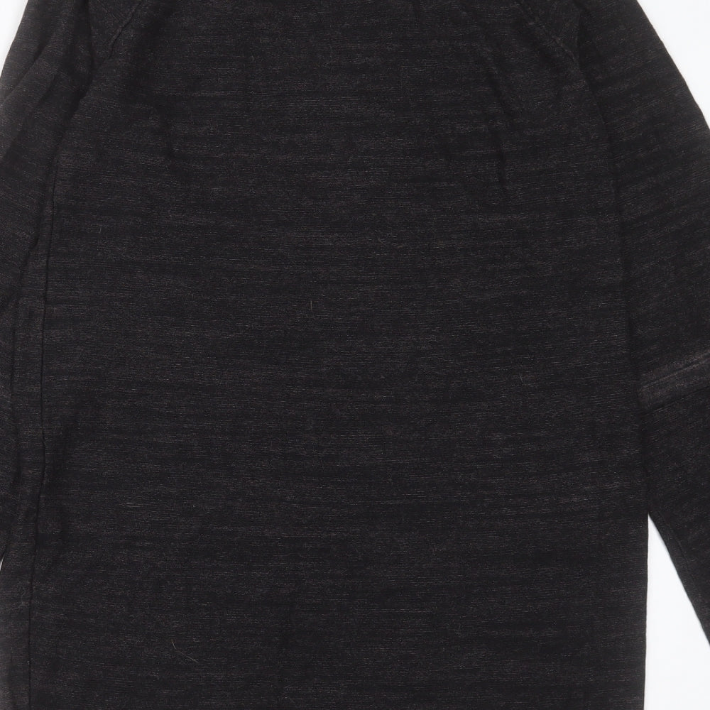 NEXT Womens Grey Cotton Jumper Dress Size 12 V-Neck Pullover