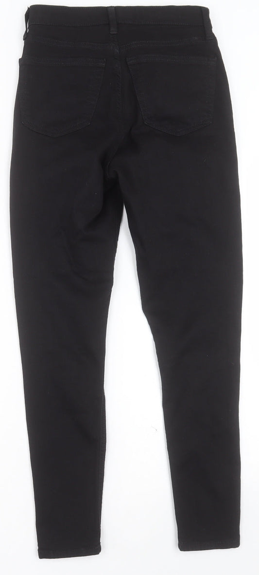 Topshop Womens Black Cotton Skinny Jeans Size 26 in L30 in Regular Button