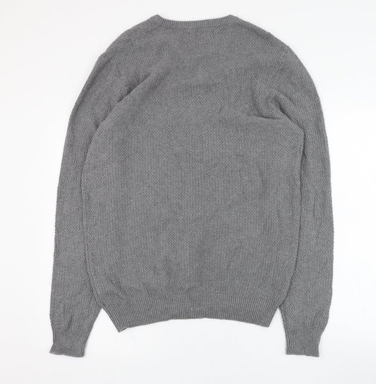Debenhams Mens Grey V-Neck Cotton Pullover Jumper Size S