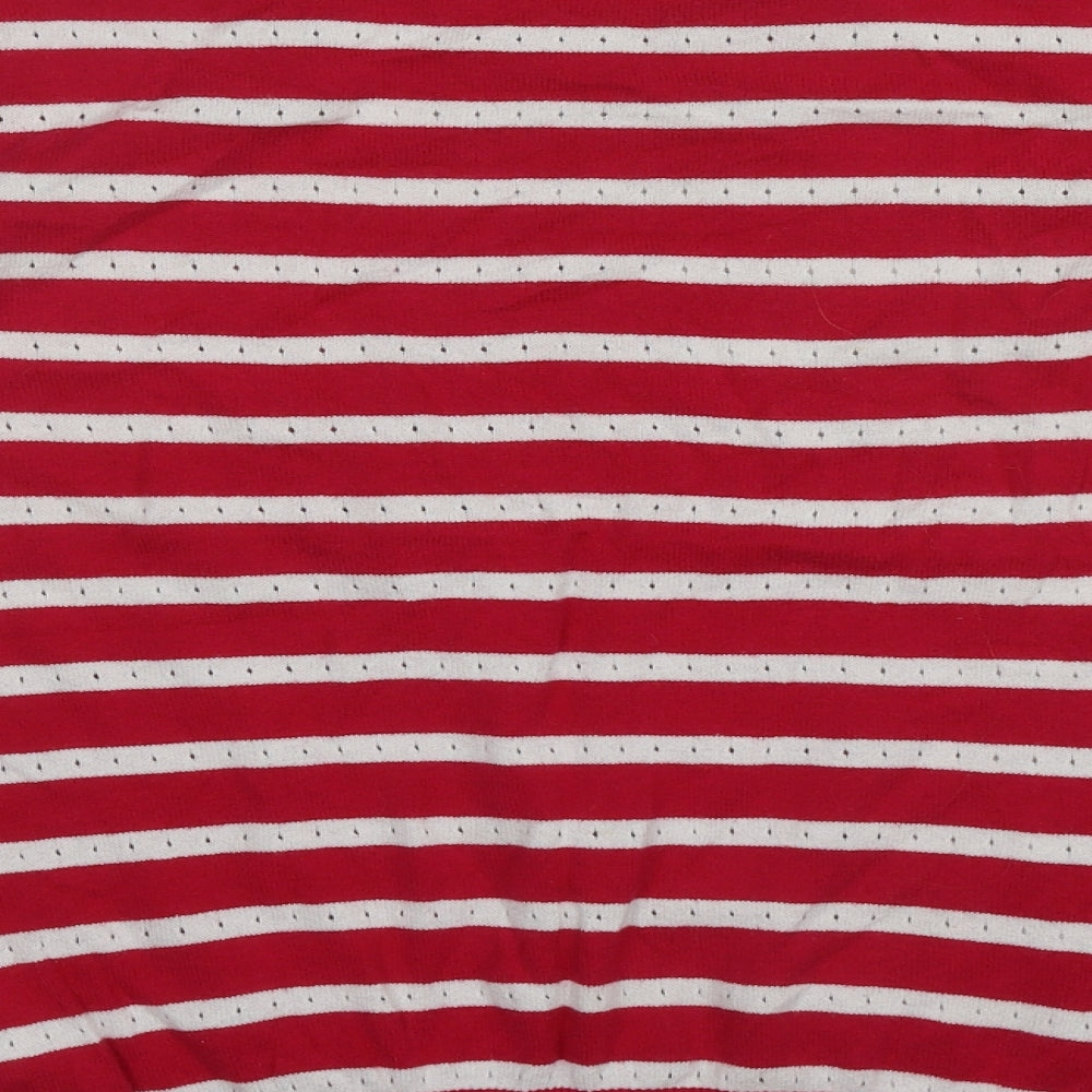 Debenhams Womens Pink Round Neck Striped Cotton Pullover Jumper Size 10