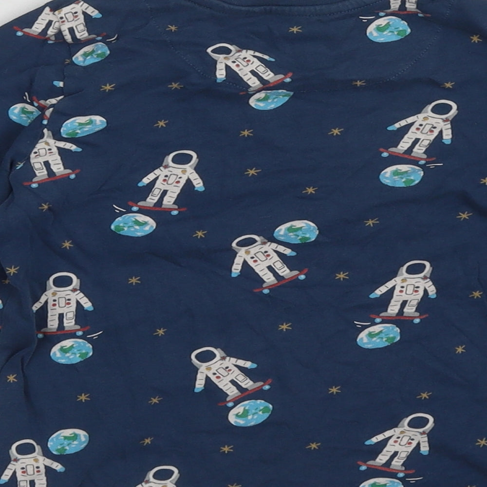 Marks and Spencer Boys Blue Cotton Basic T-Shirt Size 4-5 Years Round Neck - Spaceman