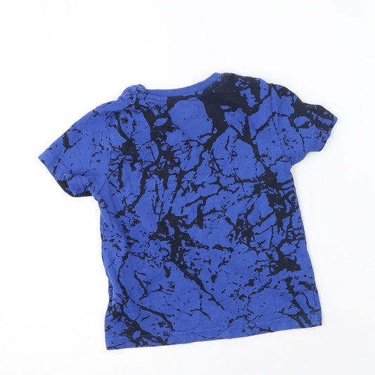 Primark Boys Blue Cotton Basic Casual Size 3-4 Years Round Neck