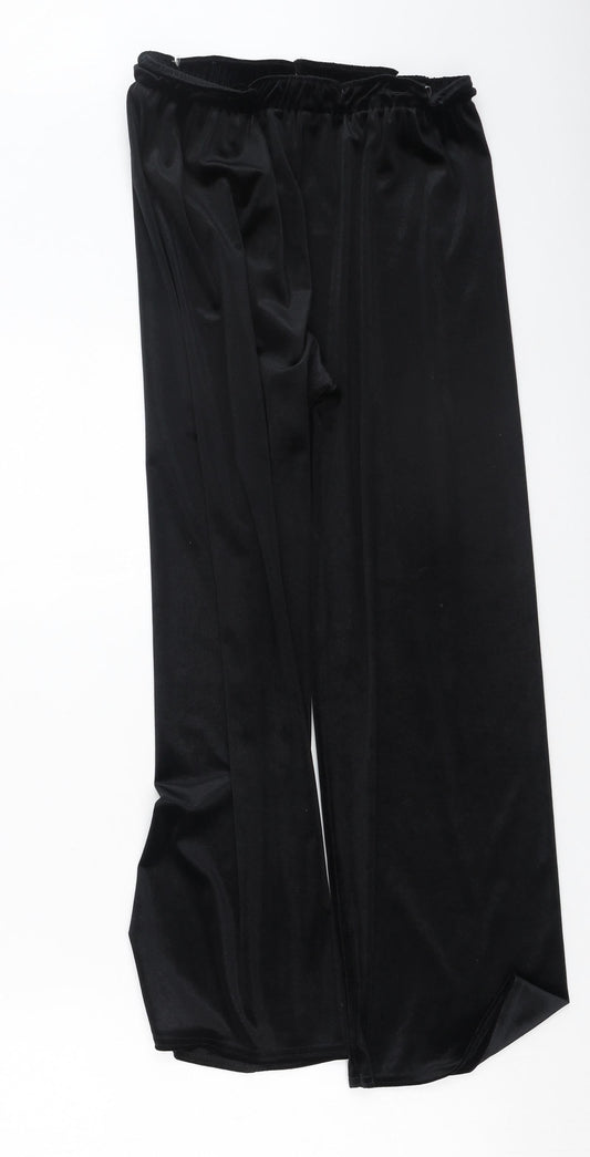 Classic Womens Black Polyester Trousers Size 14 L25 in Regular