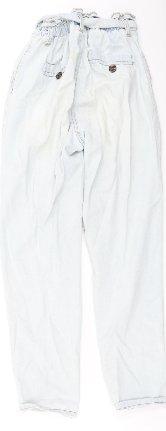 Denim & Co. Womens Blue Cotton Straight Jeans Size 4 L25 in Regular