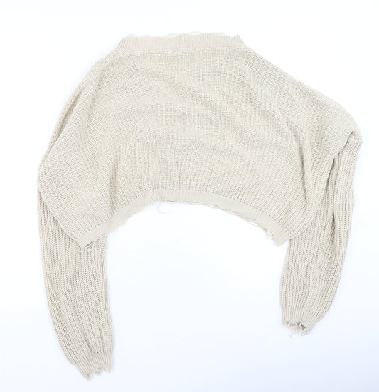 Missguided Womens Beige Acrylic Cardigan Sweatshirt Size 6