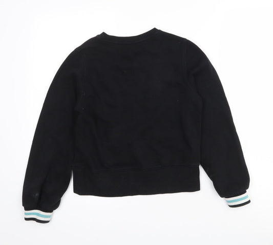 Marks and Spencer Girls Black Cotton Pullover Sweatshirt Size 11-12 Years - Live Your Dreams