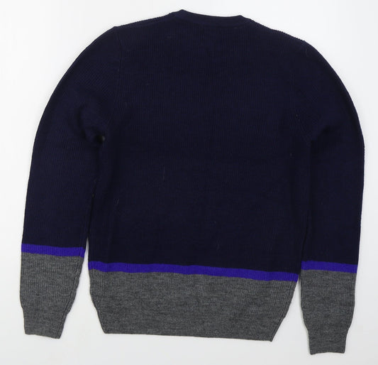 Marks and Spencer Mens Blue Crew Neck Polyester Pullover Jumper Size M