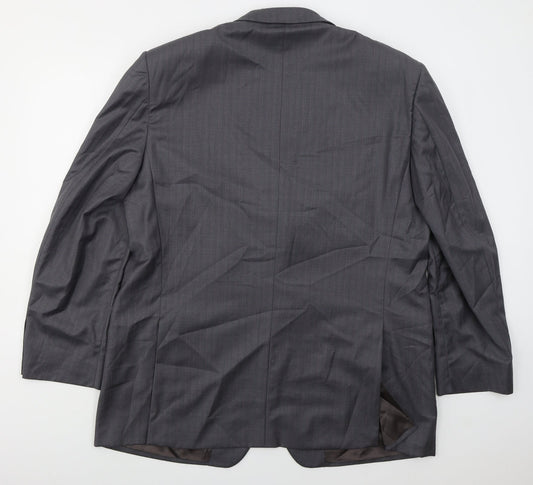GRITTI Mens Grey Striped Wool Jacket Suit Jacket Size 48