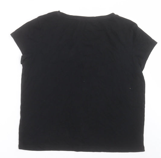 Crivit Womens Black Cotton Basic T-Shirt Size M Crew Neck Pullover