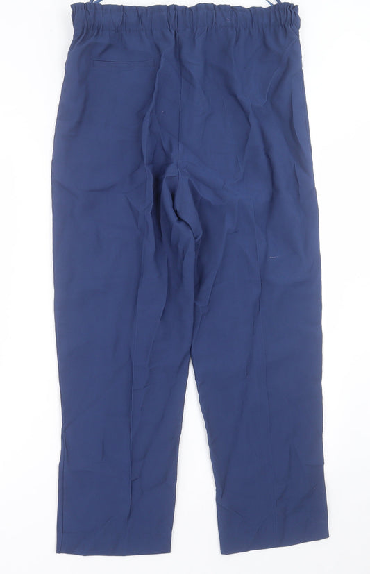 Dunnes Stores Womens Blue Polyester Trousers Size 14 L27 in Regular Tie