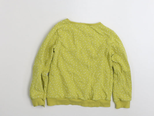NEXT Girls Yellow Polka Dot Cotton Pullover Sweatshirt Size 8 Years Pullover