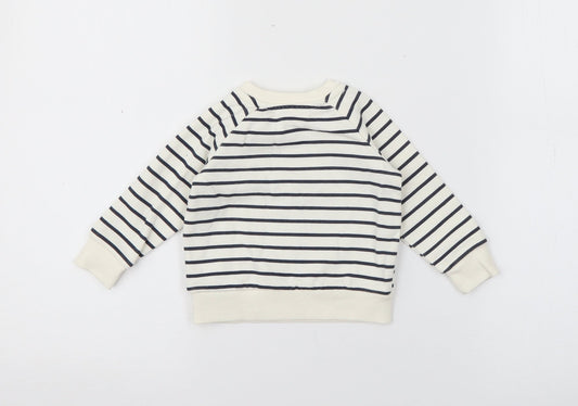 Primark Baby Ivory Striped Cotton Pullover Jumper Size 3-6 Months Snap