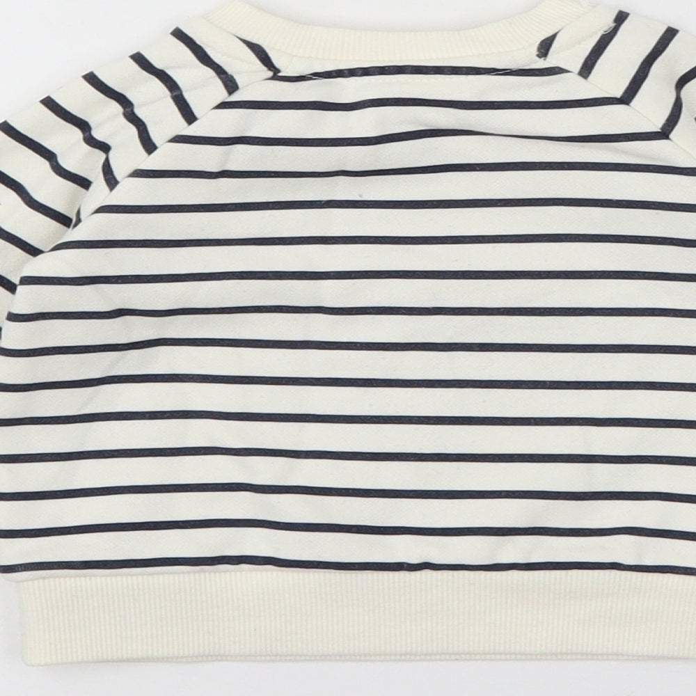 Primark Baby Ivory Striped Cotton Pullover Jumper Size 3-6 Months Snap