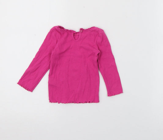 Dunnes Stores Baby Pink Cotton Pullover Jumper Size 6-9 Months Button