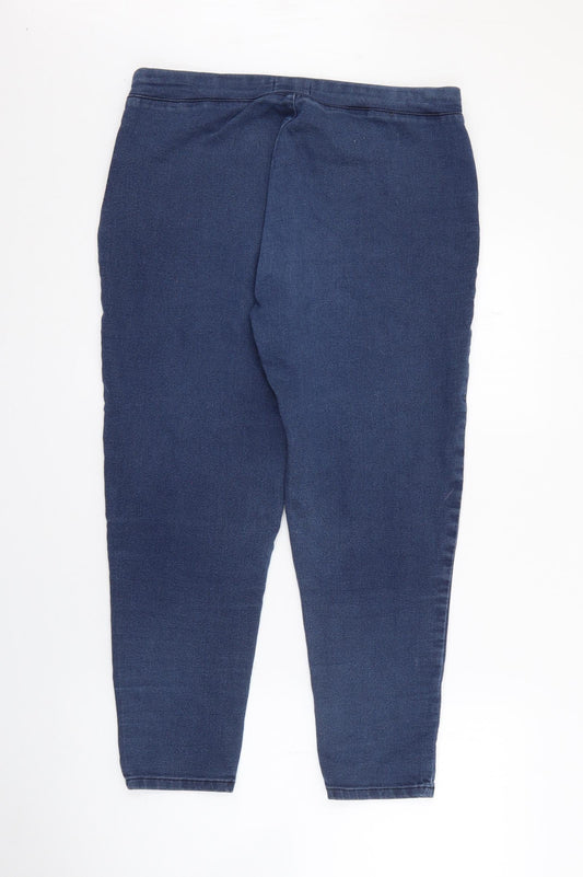 Saviour Womens Blue Cotton Skinny Jeans Size 14 L24 in Regular Zip