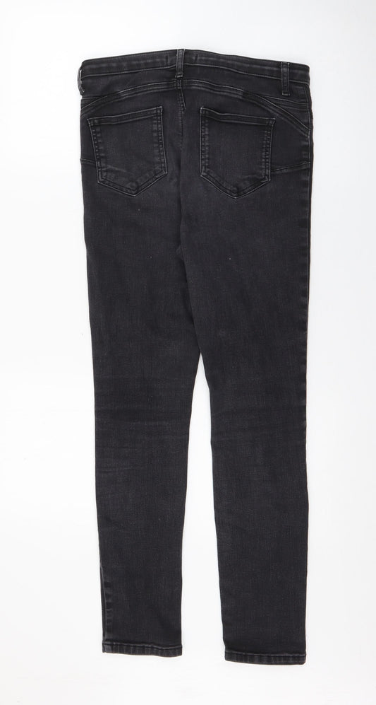 Gallery Womens Black Cotton Skinny Jeans Size 12 L28 in Regular Button