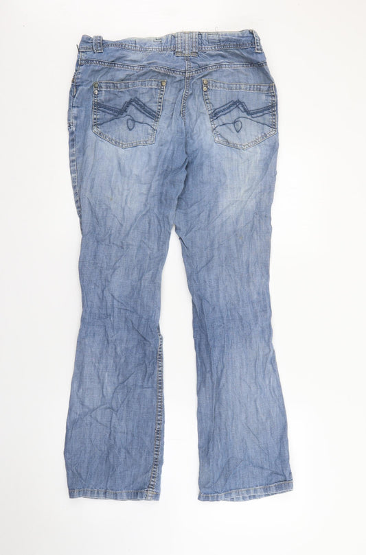 Fried Fish Womens Blue Cotton Straight Jeans Size 8 L29 in Regular