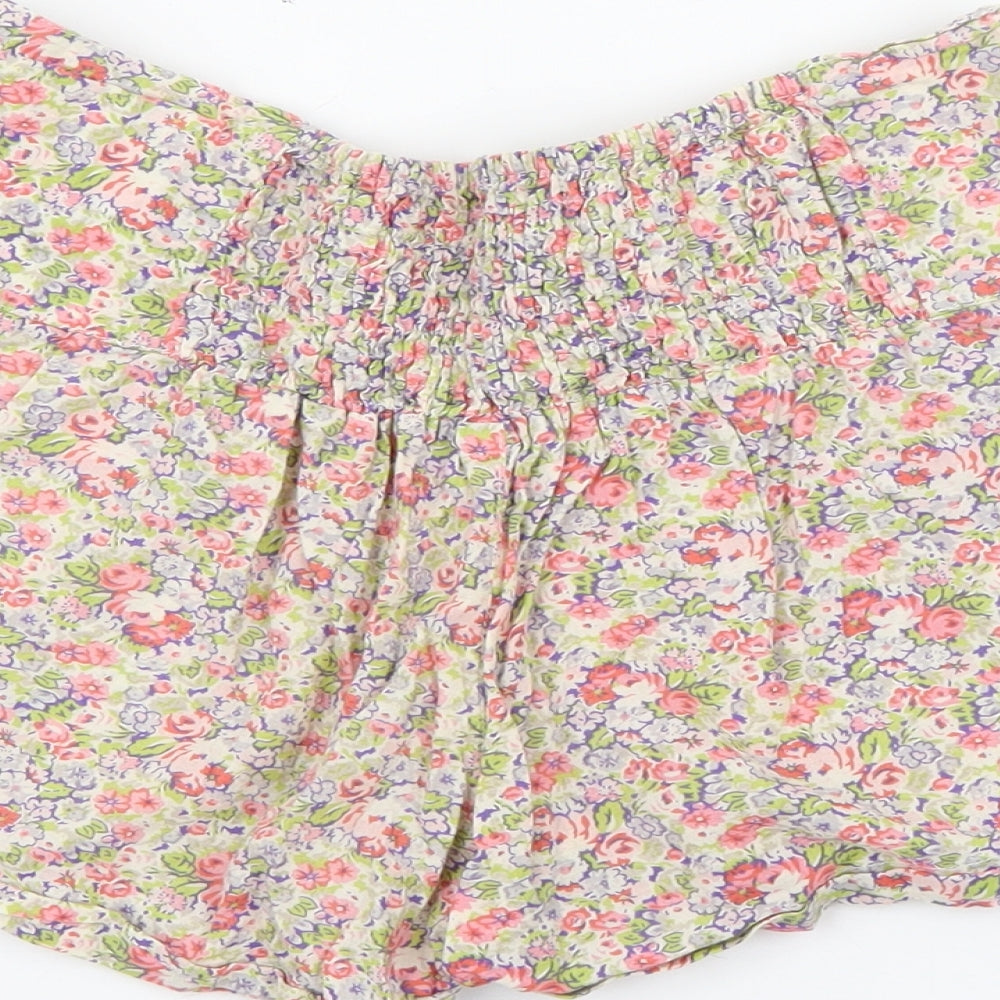 Atmosphere Womens Multicoloured Floral Cotton Paperbag Shorts Size 8 Regular