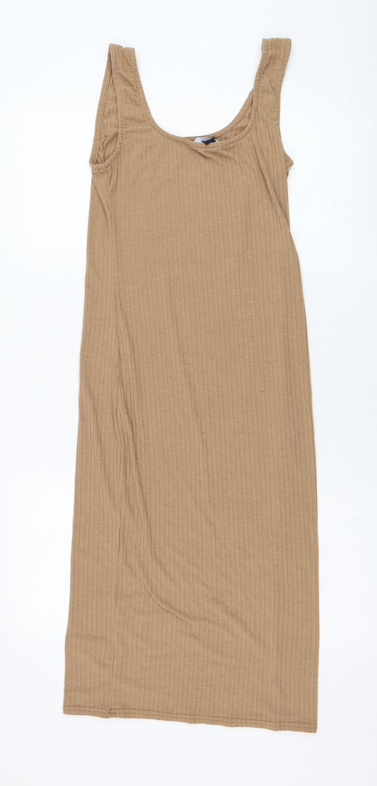 New Look Womens Brown Polyester Tank Dress Size 10 Round Neck Pullover