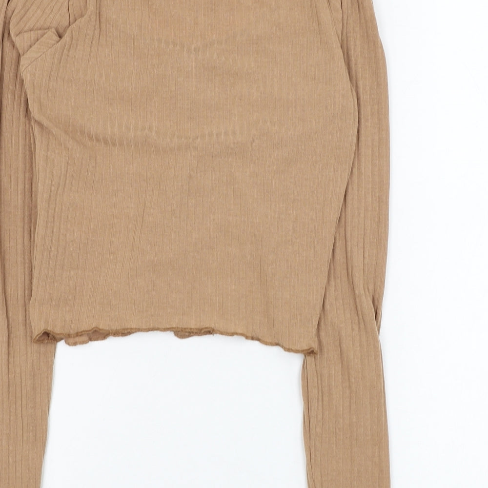 New Look Womens Brown Scoop Neck Polyester Cardigan Jumper Size 10