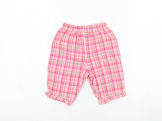 In the pink Girls Pink Check Polyester Capri Trousers Size 18-24 Months Pullover