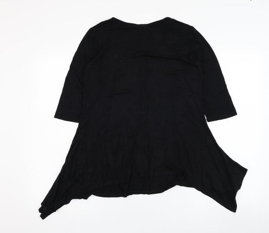 Anthony Womens Black Viscose Basic T-Shirt Size M Round Neck