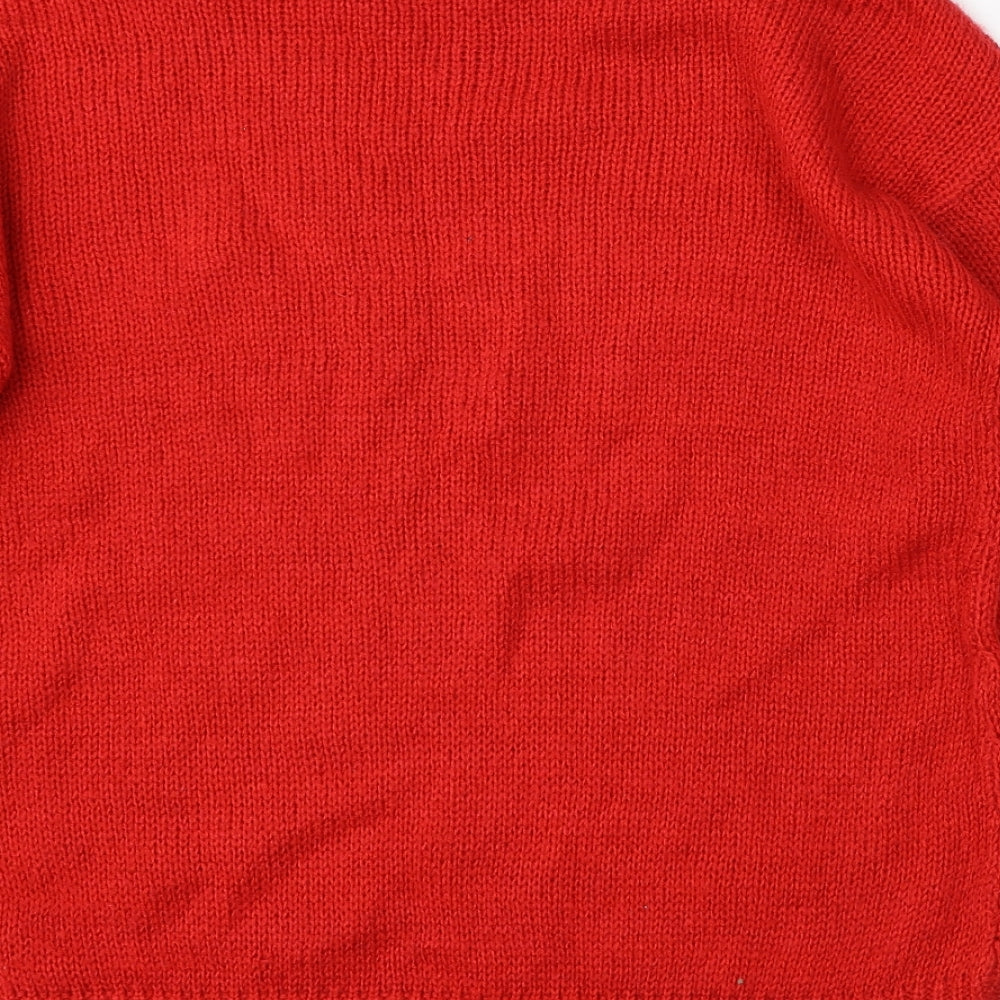 New Look Womens Red Round Neck Acrylic Pullover Jumper Size M