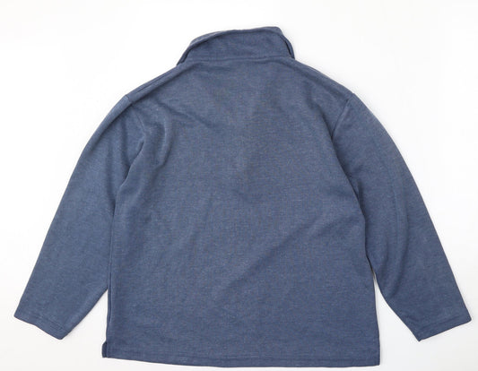 Editions Womens Blue Polyester Pullover Sweatshirt Size L Button
