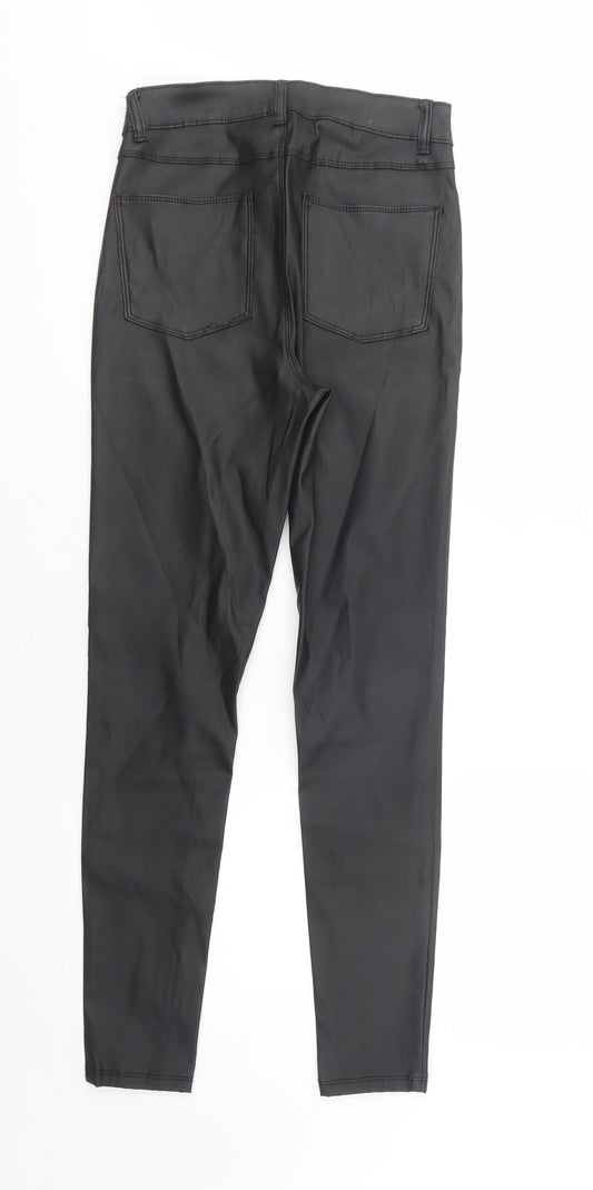 Denim Co. Womens Black Polyester Jegging Trousers Size 8 L30 in Regular Button - Coated