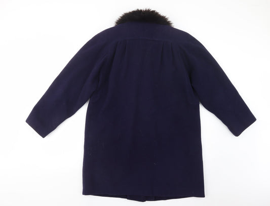 Klass Womens Blue Pea Coat Coat Size 12 Button