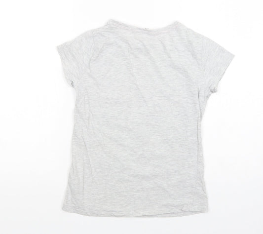 Pep & CO Girls Grey Cotton Pullover T-Shirt Size 11-12 Years Crew Neck Pullover - Having Fun