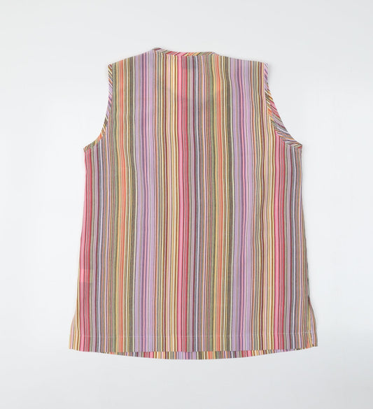Bonita Womens Multicoloured Striped Polyester Basic Tank Size 12 Round Neck