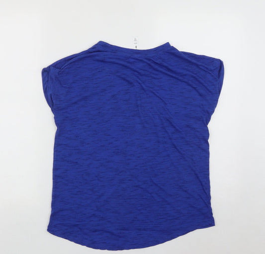 Kyodon Womens Blue Polyester Basic T-Shirt Size M Round Neck