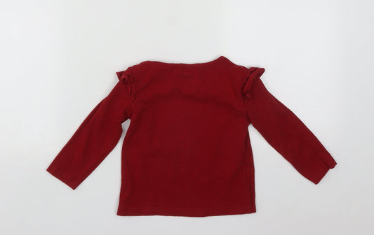 PatPat Girls Red Cotton Pullover Jumper Size 18-24 Months