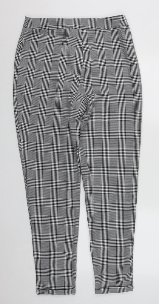 Boohoo Womens Multicoloured Plaid Polyester Trousers Size 12 L30 in Regular Zip