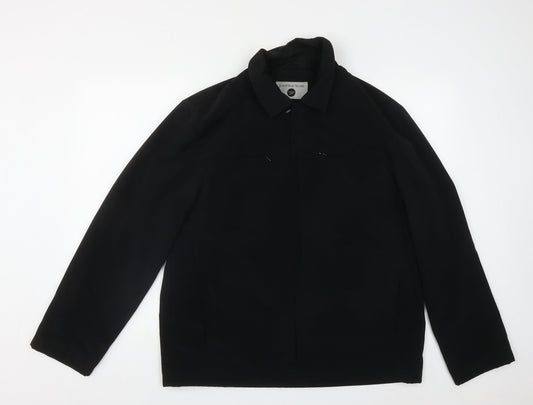 Jonathon Adams Mens Black Overcoat Coat Size M Zip