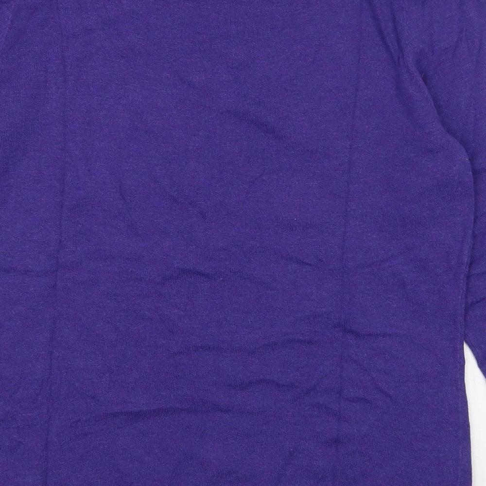 NEXT Womens Purple Polyester Basic T-Shirt Size 4 Boat Neck