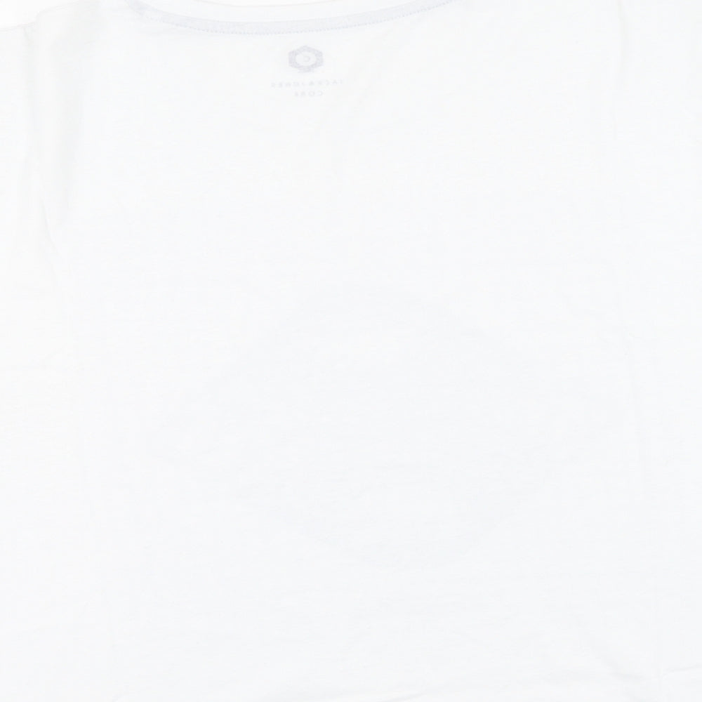 JACK AND JONES  Mens White  Cotton  T-Shirt Size XL Round Neck