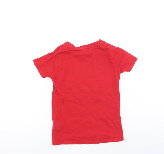 Dunnes Stores Boys Red Cotton Basic Casual Size 2-3 Years Round Neck - Super Duper