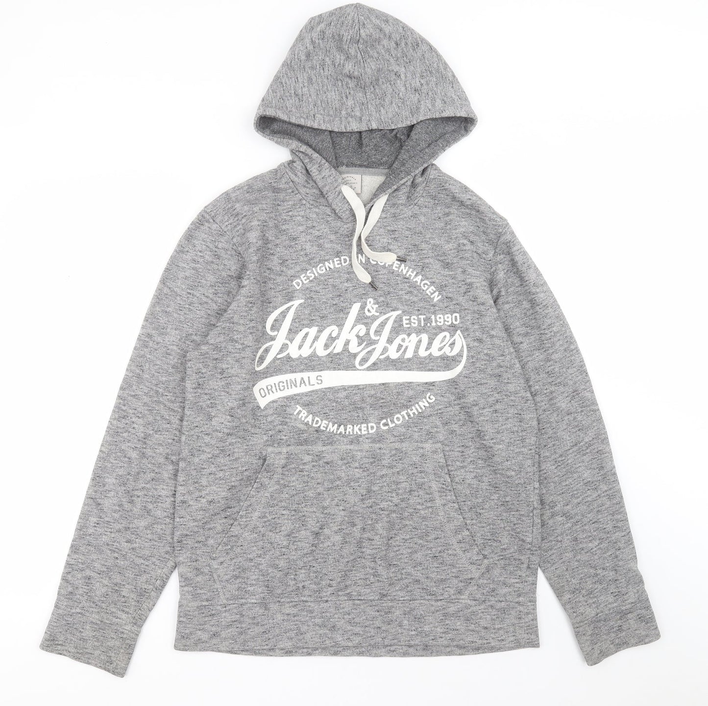 JACK & JONES Mens Grey Polyester Pullover Hoodie Size M