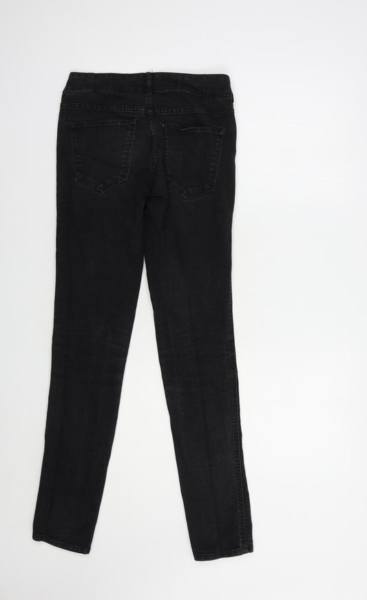 H&M Womens Black Cotton Skinny Jeans Size 8 L32 in Regular Button