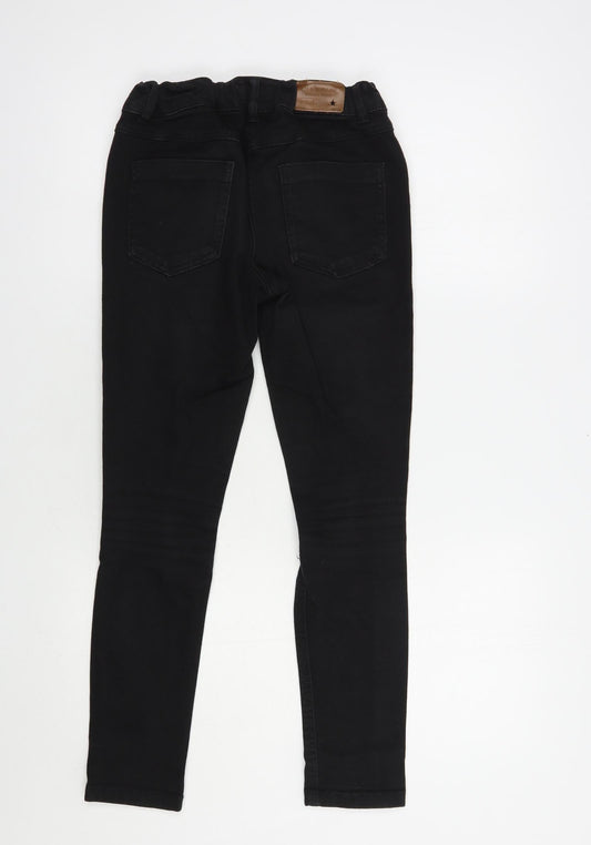 NEXT Girls Black Cotton Skinny Jeans Size 12 Years Regular Button