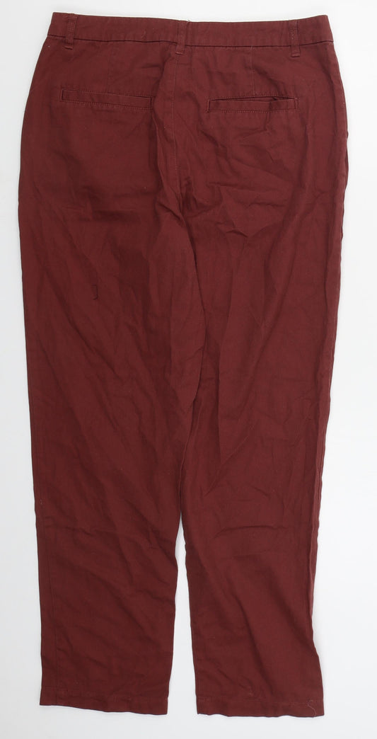ASOS Womens Red Cotton Trousers Size 10 L27 in Regular Button