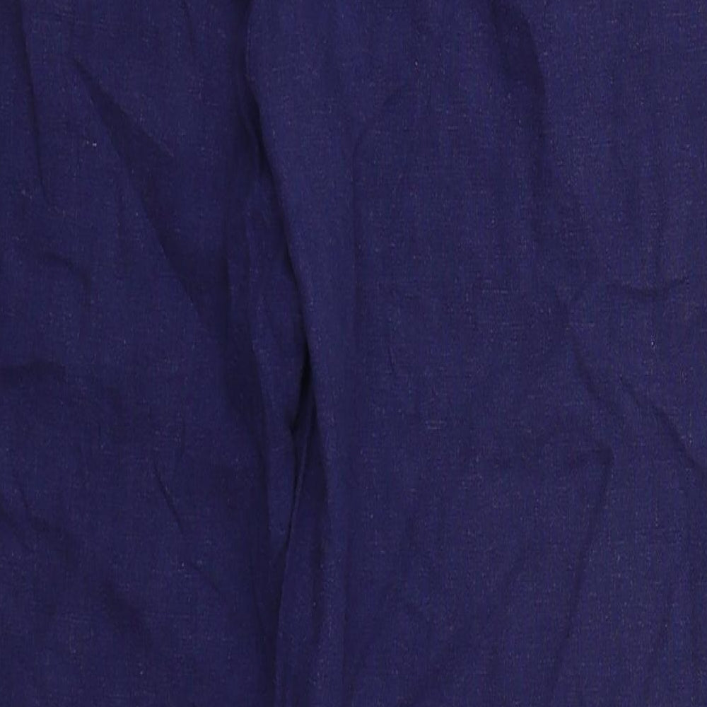 Very Womens Blue Linen Trousers Size 12 L26 in Regular Hook & Eye
